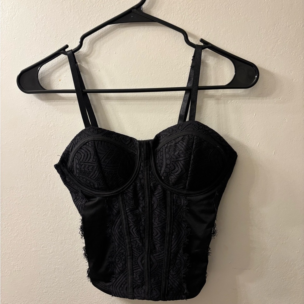 Elegant Black Lace Bustier Top